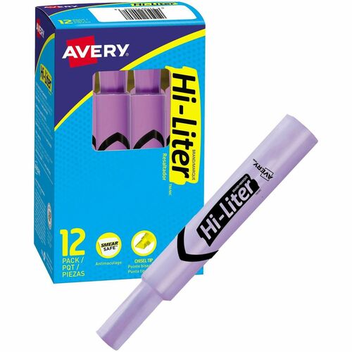 Avery  Highlighter, Chisel Point, 1 DZ, Fluorescent Purple