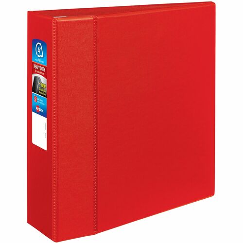Avery  Binder, DuraHinge, 4 Pockets,4" Capacity, 8-1/2"x11", Red