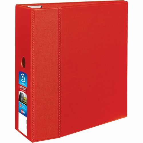 Avery  Binder, DuraHinge, 4 Pockets, 5" Capacity, 8-1/2"x11", Red