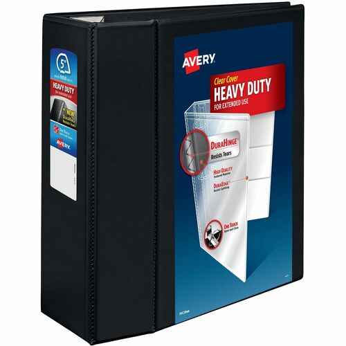 Avery  View Binder, DuraHinge, 5" Capacity, 8-1/2"x11", Black
