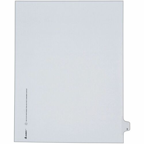 Avery  Index Dividers, Side Tab 3 - 1/25 Cut, 8-1/2"x11", 25/PK, WE