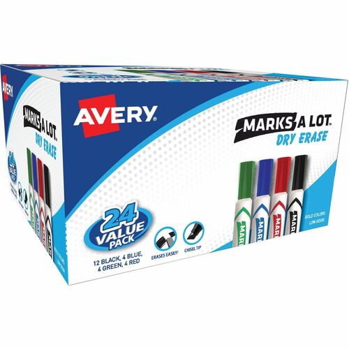 Avery  Dry-erase Markers,Chisel Tip,Low-Odor/Nontoxic,24/BX,AST