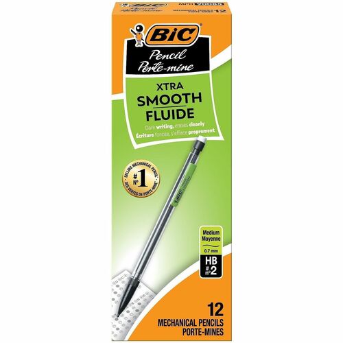 Bic  Mechanical Pencil, 0.7mm, w/Pocket Clip, Clear