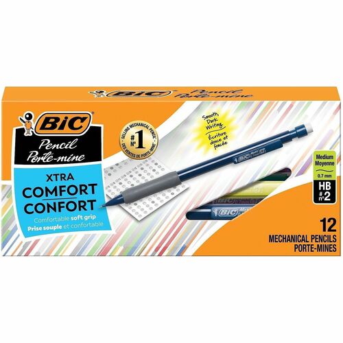 Bic  Mechanical Pencil,0.7mm,Rubber Grip,Nonrefill.,BK Grip/AST
