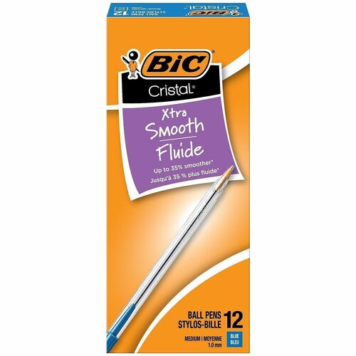 Bic  Stic Ballpoint Pen, Medium Point, BE Ink/CL Barrel