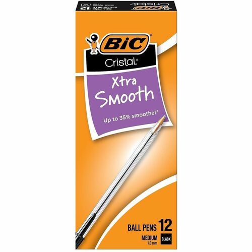 Bic  Stic Ballpoint Pen, Medium Point, BK Ink/CL Barrel