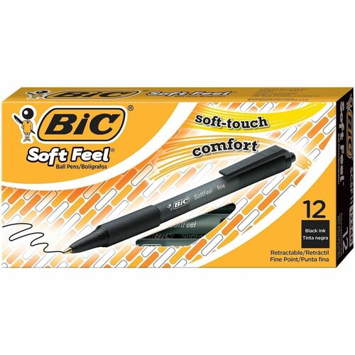 Bic  Retractable Ballpoint Pen,Fine Point,1DZ,Black Barrel/Ink