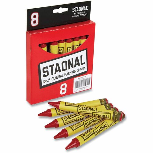 Crayola  Staonal Marking Crayons, 0.56" x 5", Red, 8/Box