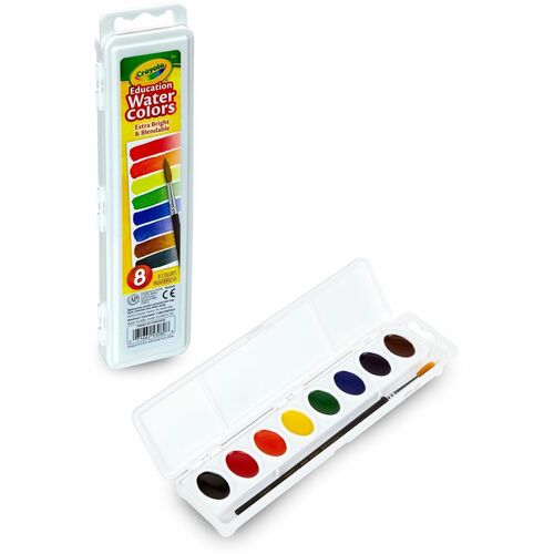 Crayola  Watercolors, w/ Brush, 8 Pan/ST, Assorted
