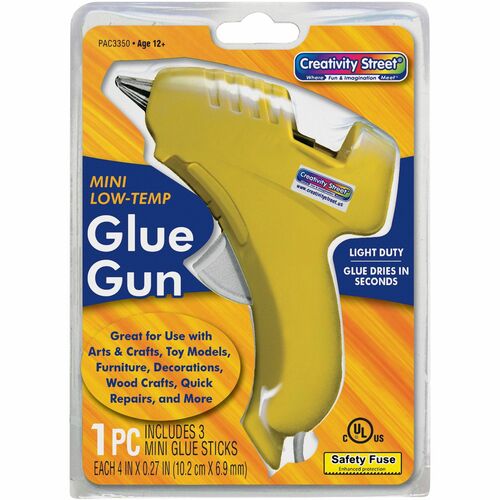 Pacon  Glue Gun, Trigger Style, w/3 Clear Glue Sticks, YW