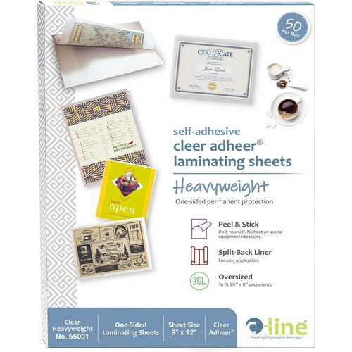 C-Line  Laminating Sheets, 9"x12", 50/BX, Clear Sheets