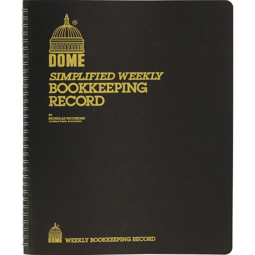 Dome Publishing Co Inc  Bookkeeping Record Book,Weekly,Undated,9"x11",Brown-DOM600