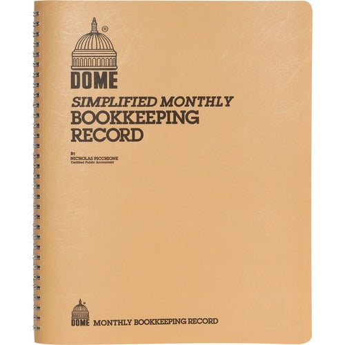 Dome Publishing Co Inc  Bookkeeping Record Book,Monthly,Undated,9"x11",Beige-DOM612