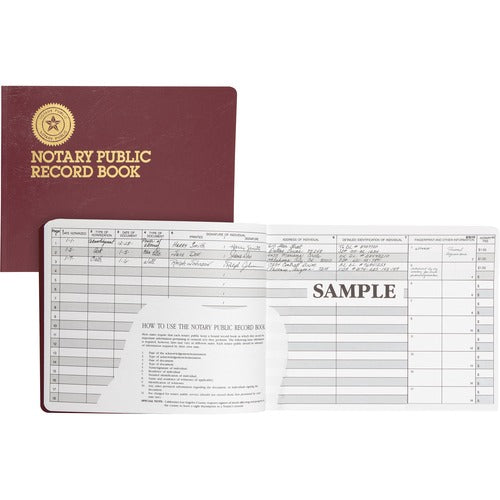 Dome Publishing Co Inc  Notary Public Record Book, 64 Pages, 8-1/4"x10-1/2", Maroon-DOM880