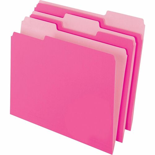Pendaflex  File Folder, AST 1/3 Tab Cut, Letter-Size, 100/BX, Pink