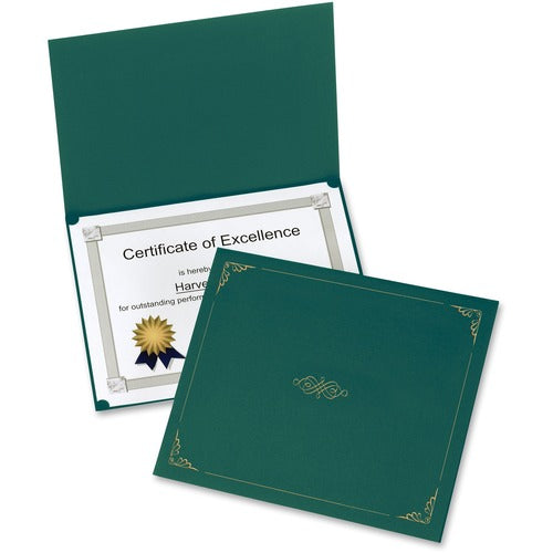 Oxford  Certificate Holder, 11"x8-1/2", 5/PK, Hunter Green