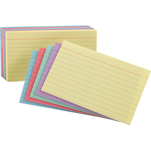 Oxford  Index Cards, Ruled on 1 Side, 4"x6", 100/PK, Assorted