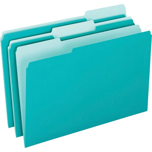 Pendaflex  Interior Folder, 1/3 Tab Cut, Letter, 100/BX, Aqua