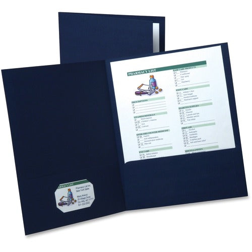 Oxford  Linen Twin Pocket Portfolios, Letter, 5/PK, Navy