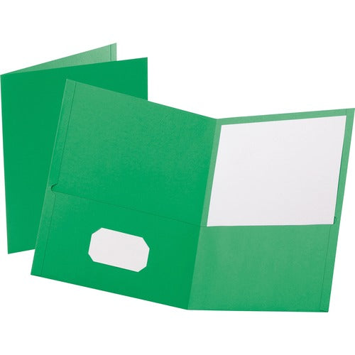 Oxford  Twin Pocket Folders,No Fasteners,11"x8-1/2",25/BX,GREEN