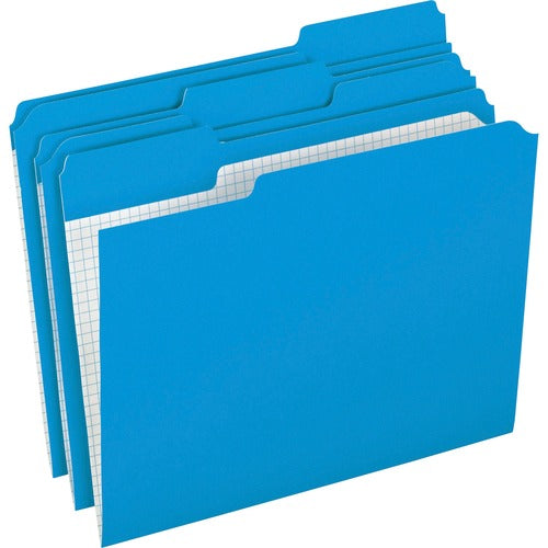 Pendaflex  File Folders, Top Tab, Ltr, 1/3 AST Tab Cut, 100/BX, Blue