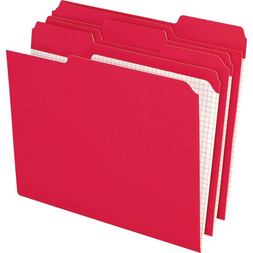 Pendaflex  File Folders, Top Tab, Ltr, 1/3 AST Tab Cut, 100/BX, RD