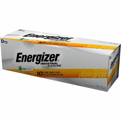Eveready Battery Co Inc  Energizer Industrial Alkaline Battery, D, 12/BX-EVEEN95