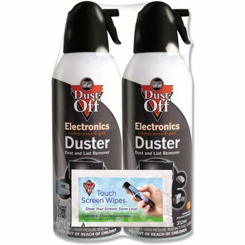 Falcon  Compressed Gas Duster, w/Wipe, 10 oz, 2/PK-FALDSXLPW