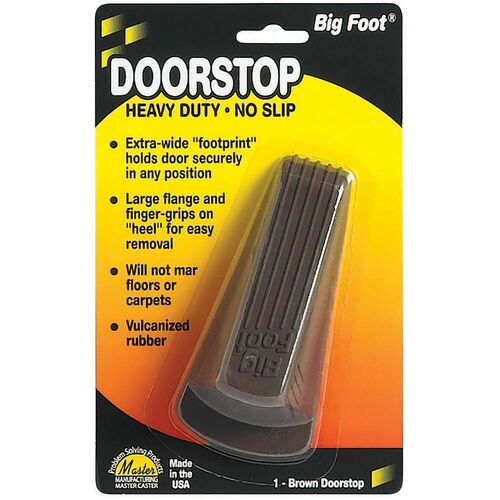 Master Caster  No-Slip Doorstop, Rubber, 2-1/4"x4-3/4"x1-1/4", Brown
