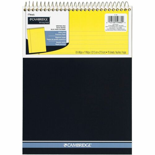 Mead  Top Wirebnd Legal Pad,Wide Rule,70 Sheets,8-1/2"x11",CY