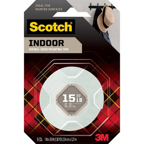 3M  Mounting Tape, Foam, 2 lb Cap, 1"x50", White