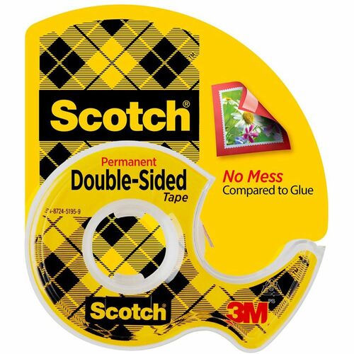 3M  Double-sided Tape,w/Dispenser,Permanent,1/2"x250",CL