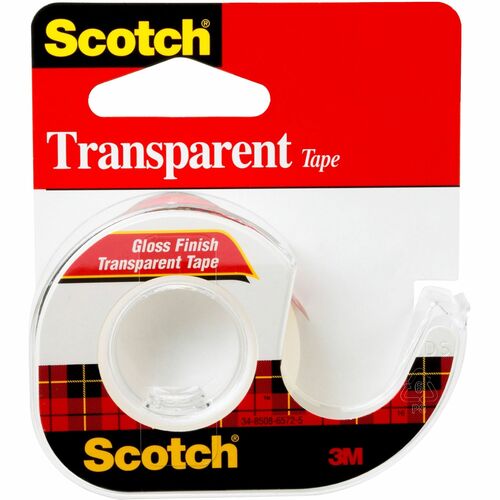 3M  Tape With Dispenser,1" Core, 1/2" x 450", Clear