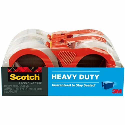 3M  Packing Tape, w/Refill Dispenser., 1-7/8"x164', 4/PK, Clear