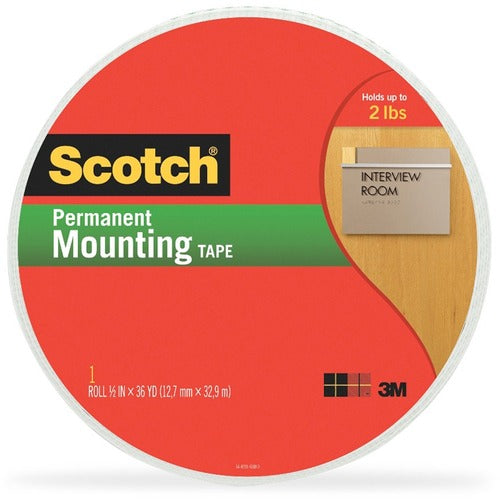 3M  Foam Tape, Double-Sided, 2 lb Capacity, 1/2"x36 Yards