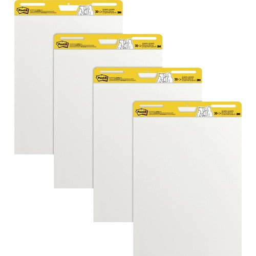 3M  Easel Pads, Self-stick, Plain, 30 Shts, 25"x30",4/CT, White