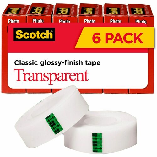 3M  Transparent Tape, Refill, 1" Core, 3/4"x1000", 6/PK