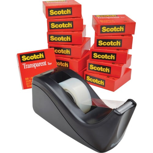 3M  Tape Dispenser Pack, 1" Core, 3/4"x1000", 12rolls/PK, BLK