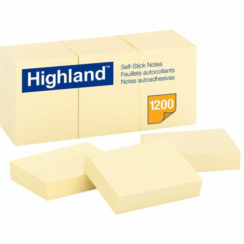 3M  Self-Sticking Notes,1-1/2"x2",100 Sheets/Pad,12/PK,Yellow