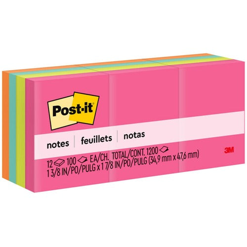 3M  Post-it Notes, 1-1/2"x2", 100 Sht/Pad, 12/PK, Cape Town