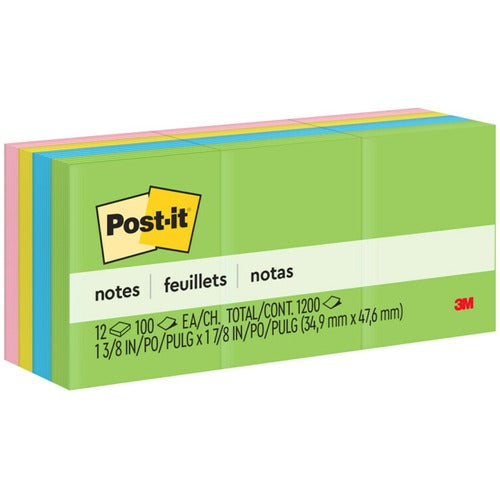 3M  Post-it Notes, Mini,1-1/2"x2",100 Sht/Pad, 12/PK, Jaipur