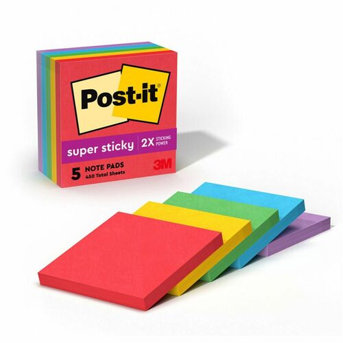 3M  Super Sticky Pads,90 Shts/PD,3"x3", 5/PK, AST Marrakesh