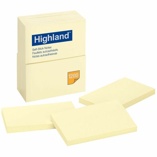 3M  Self-Sticking Notes, 3"x5", 100 Sheets/PD, 12/PK, Yellow
