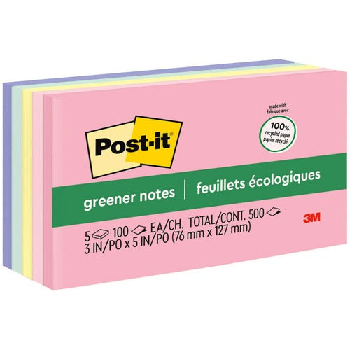 3M  Post-it Notes,Recycled,3"x5",100Sht/PD,5PD/PK,AST Helsinki