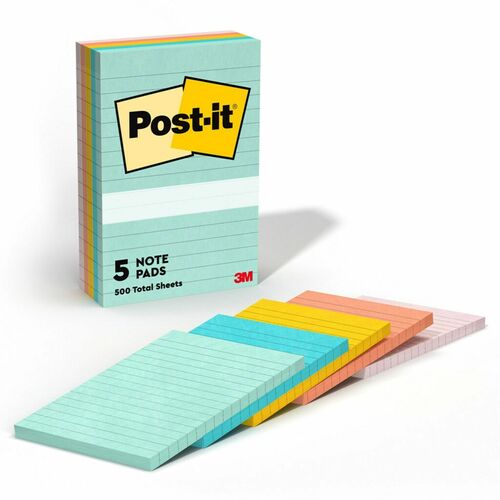 3M  Original Note Pads, Lined,4"x6",100 Sh/PD, 5/PK, Marseille