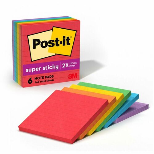 3M  Super Sticky Pads,Lined,90 Sh/PD,4"x4",6/PK,Marrakesh