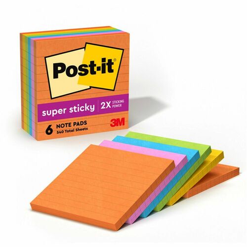 3M  Super Sticky Notes,Lined,90 Sht/Pad,4"x4",6/PK, Riodejaneiro
