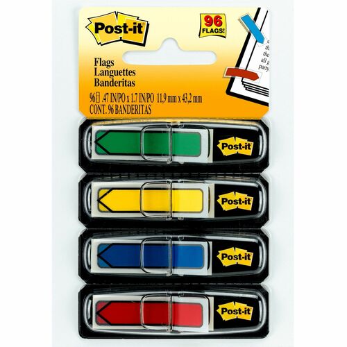 3M  Post-it Arrow Flags, 1/2"x1-3/4", 96/PK, Assorted Standard