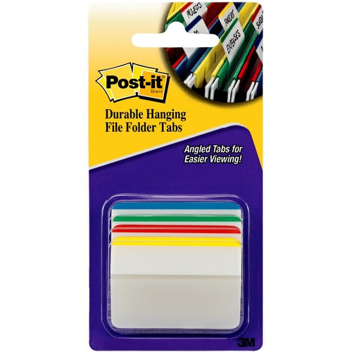 3M  Hanging File Tabs, Angled, 2", 24/PK, Primary Color Bars