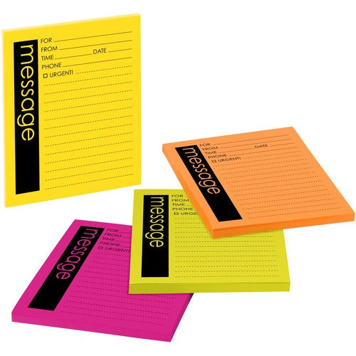 3M  Phone Message Pads,Sticky,4"x5",50 SH Pad,4/PK,Neon Assorted